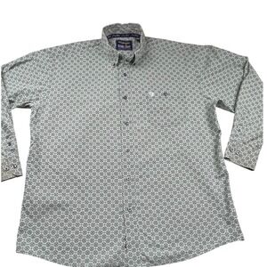 Wrangler George Strait Collection Mens XL Green Geometric Button Down Shirt L/S